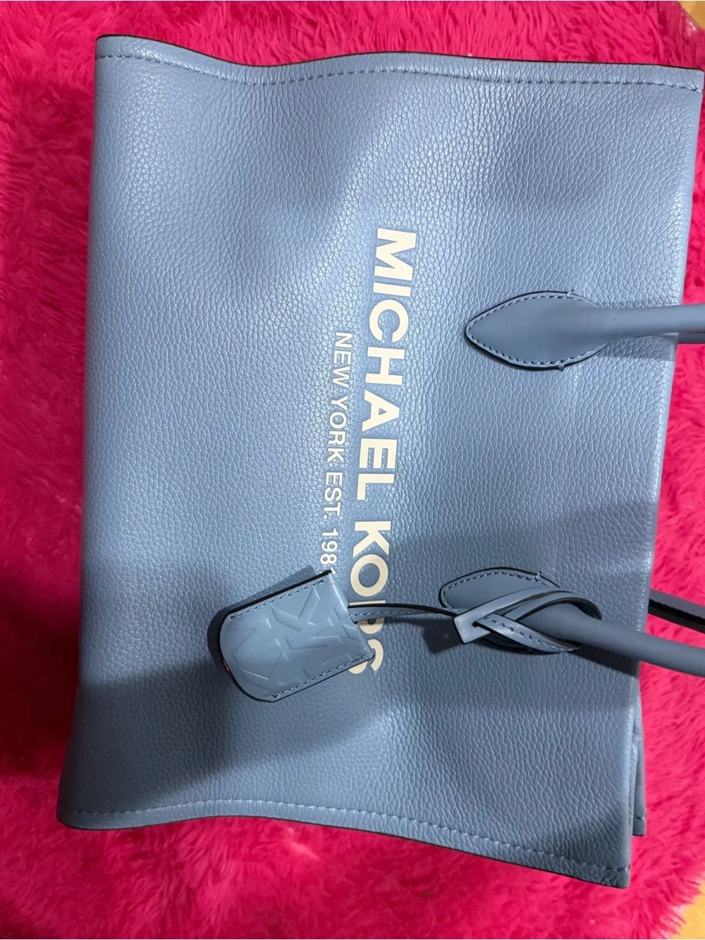 Michael Kors Powder Blue Leather Tote with Gold Logo